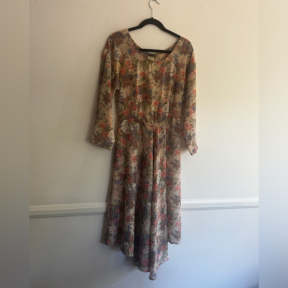 Vintage 80s 90s Knapp Studios floral polyester boho dress - Picture 3 of 9